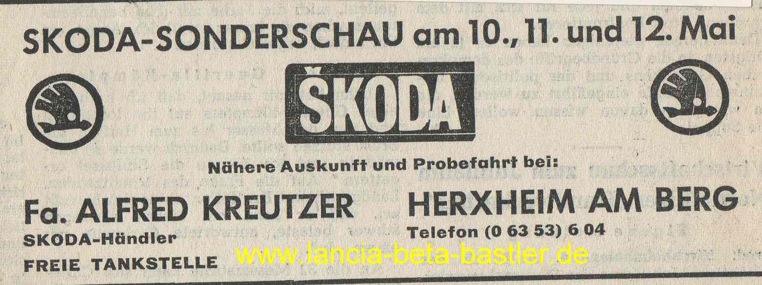Zeitungsauschnitt Skoda Sonderschau